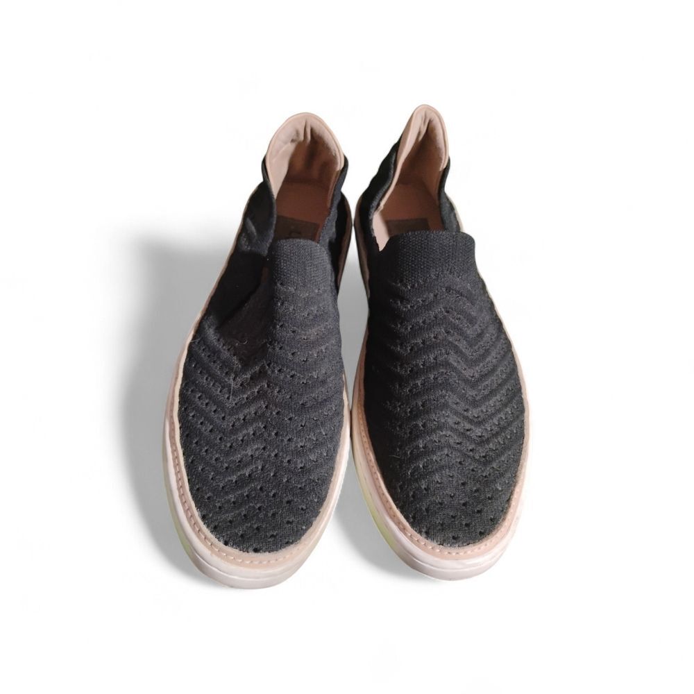 UGG Black Knit Slip-On Sneakers with Pink Trim